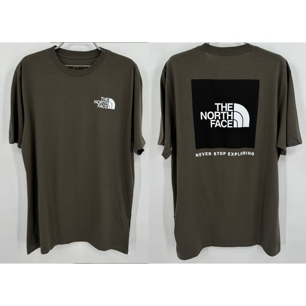 The North Face Men's Short Sleeve Box Logo T-Shirt sz L Dark Green NSE Tee NWT